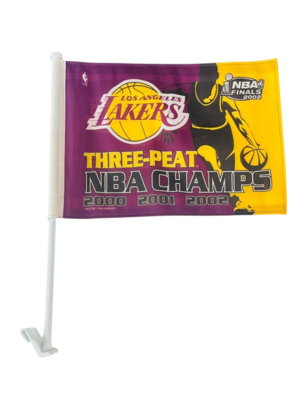 Los Angeles Lakers Window Flag - 2000 2001 2002 3 Peat - Kobe & Shaq - Picture 4 of 5